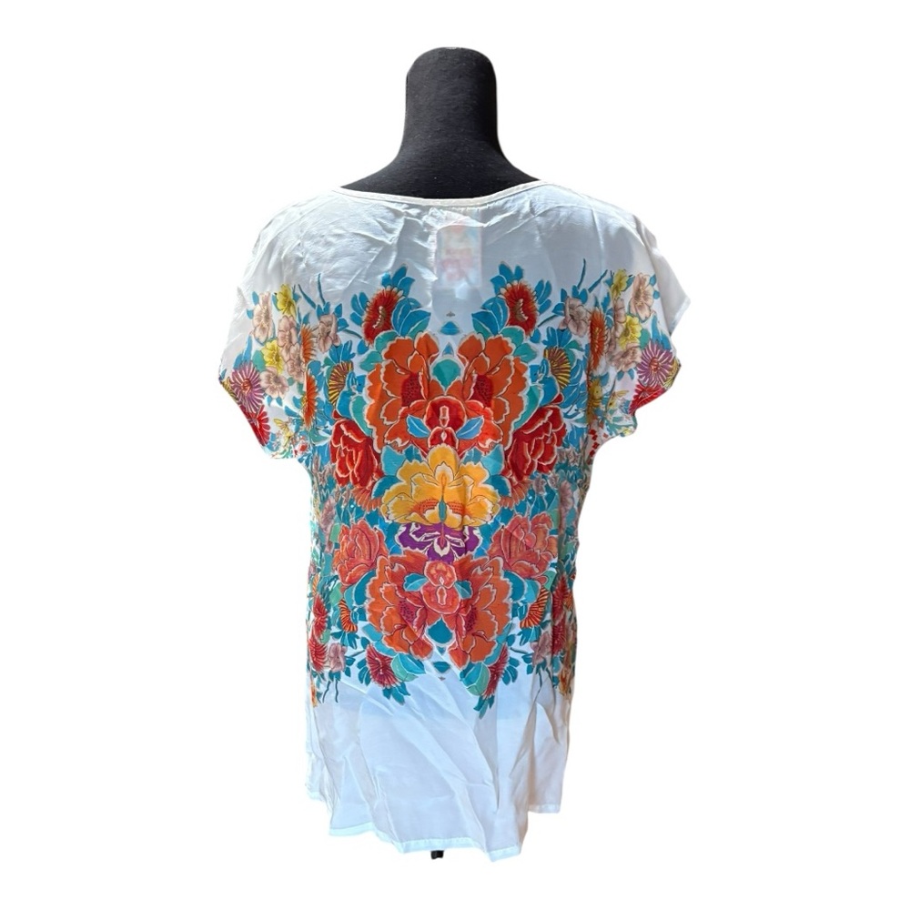 NWT Johnny Was Vibrant Sakuru Paise Short Sleeve Top. - Picture 5 of 8